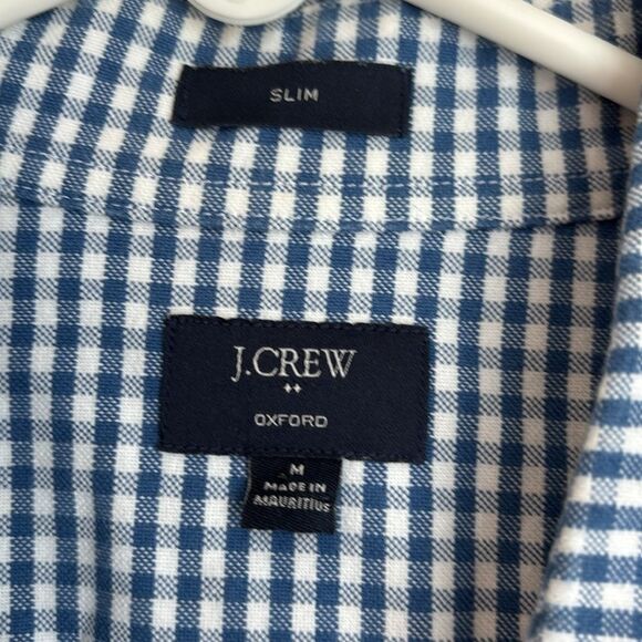 J. Crew Men Blue Checkered Oxford slim long sleeve button down Shirt Medium NWOT - Picture 4 of 9
